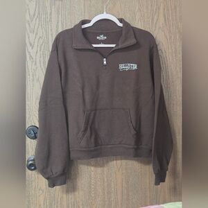 Hollister Men’s Dark Brown Quarter-Zip Pullover Sweatshirt